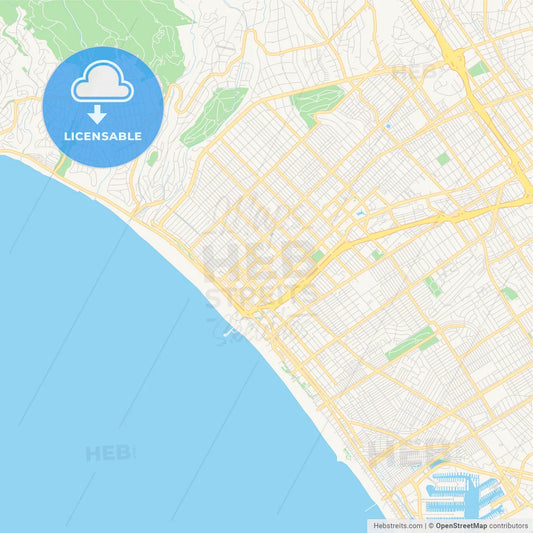 Empty vector map of Santa Monica, California, USA