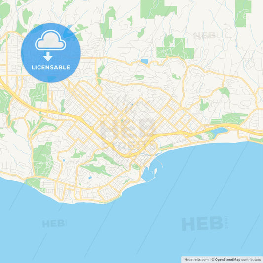 Empty vector map of Santa Barbara, California, USA
