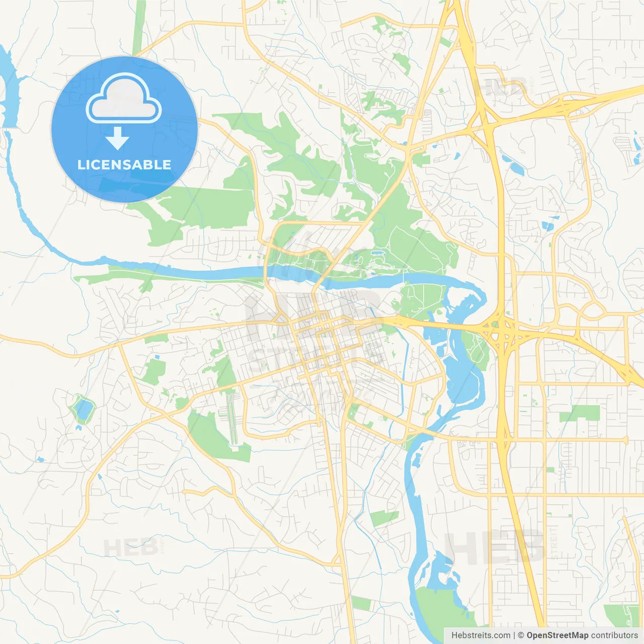 Empty vector map of Redding, California, USA