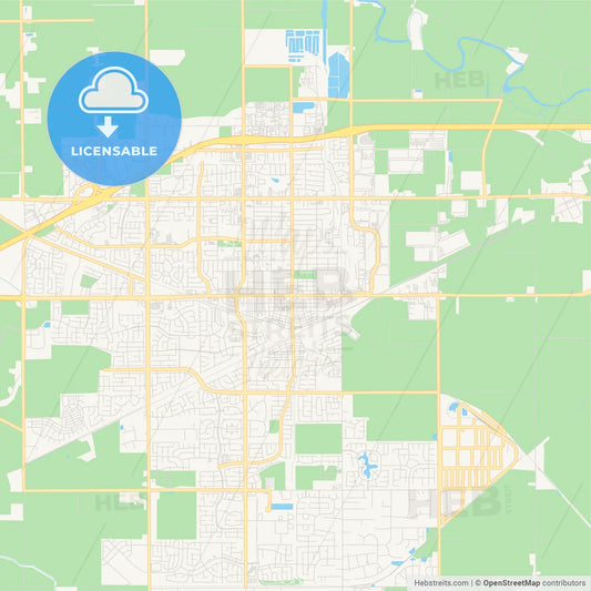 Empty vector map of Tracy, California, USA