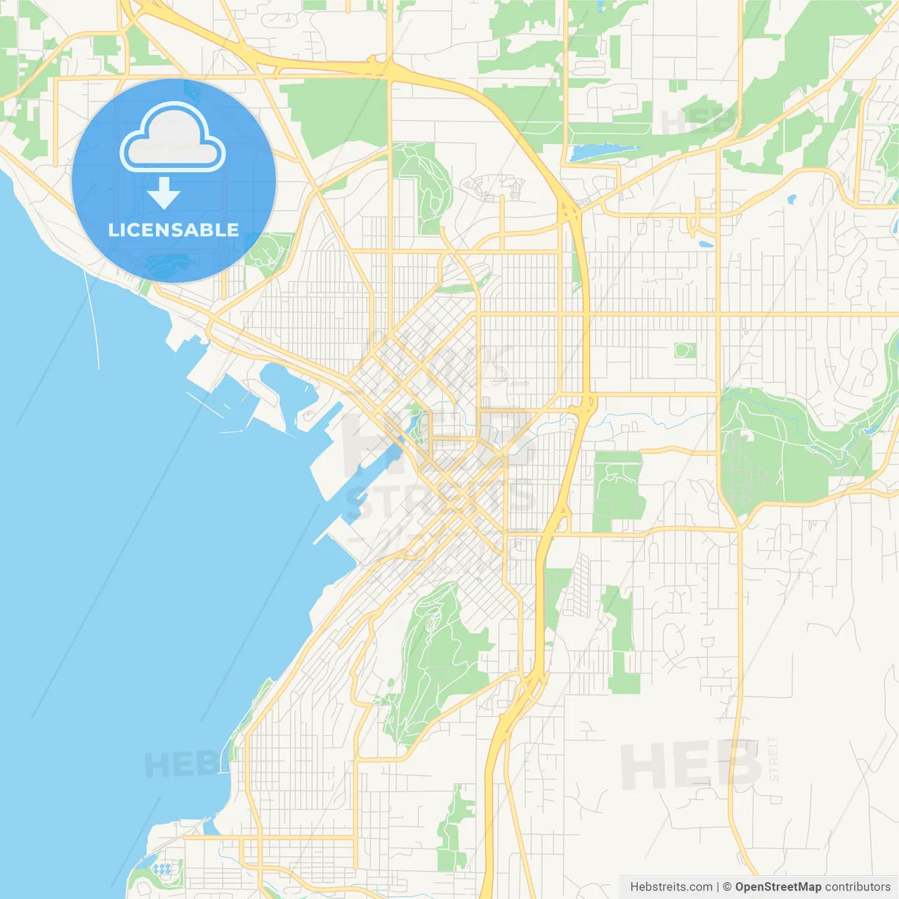 Empty vector map of Bellingham, Washington, USA