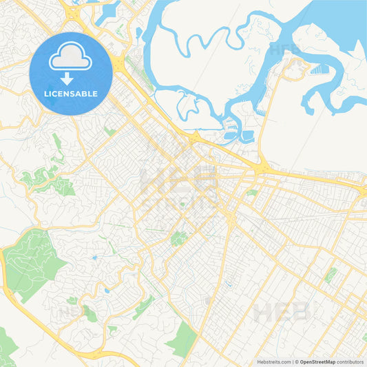 Empty vector map of Redwood City, California, USA