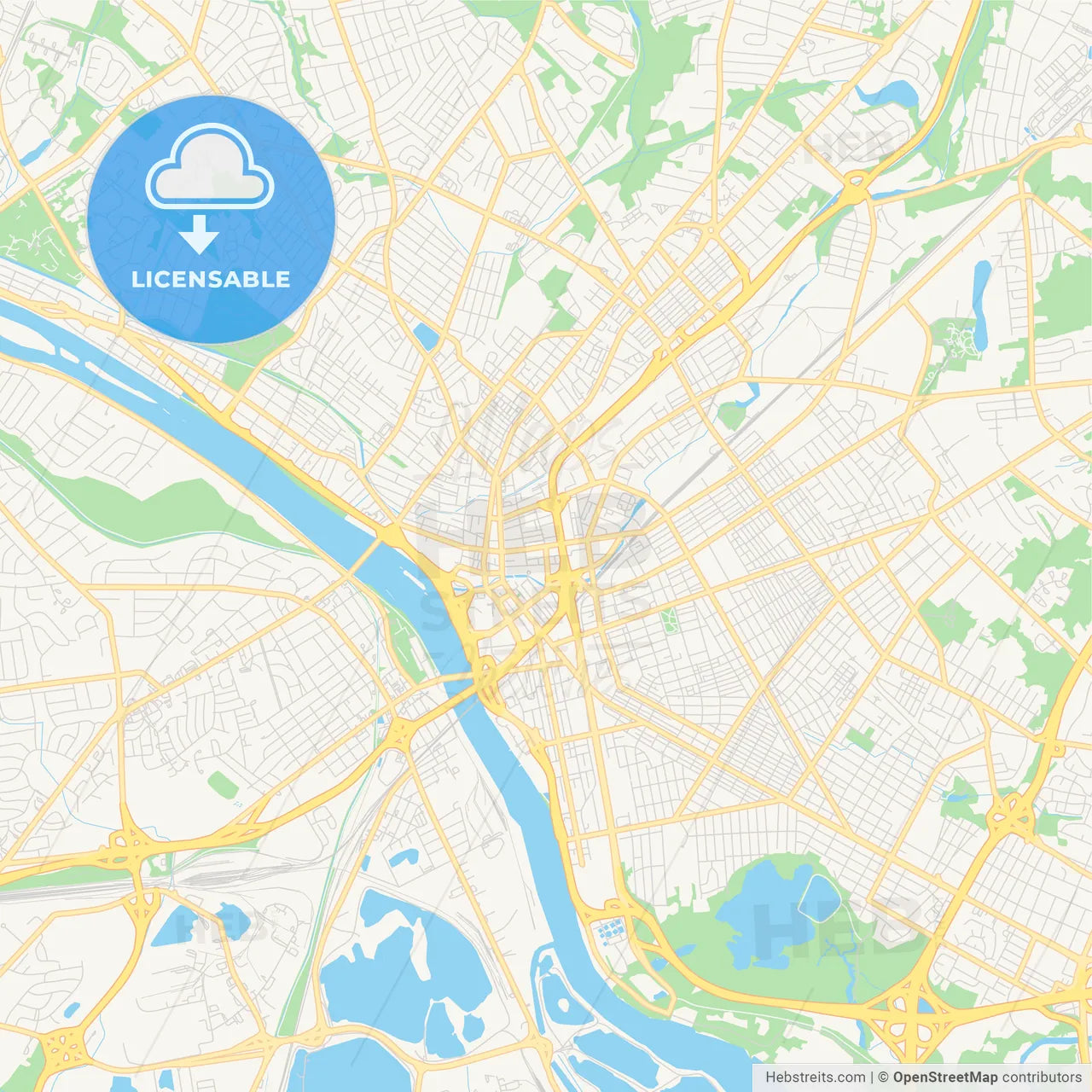 Empty vector map of Trenton, New Jersey, USA
