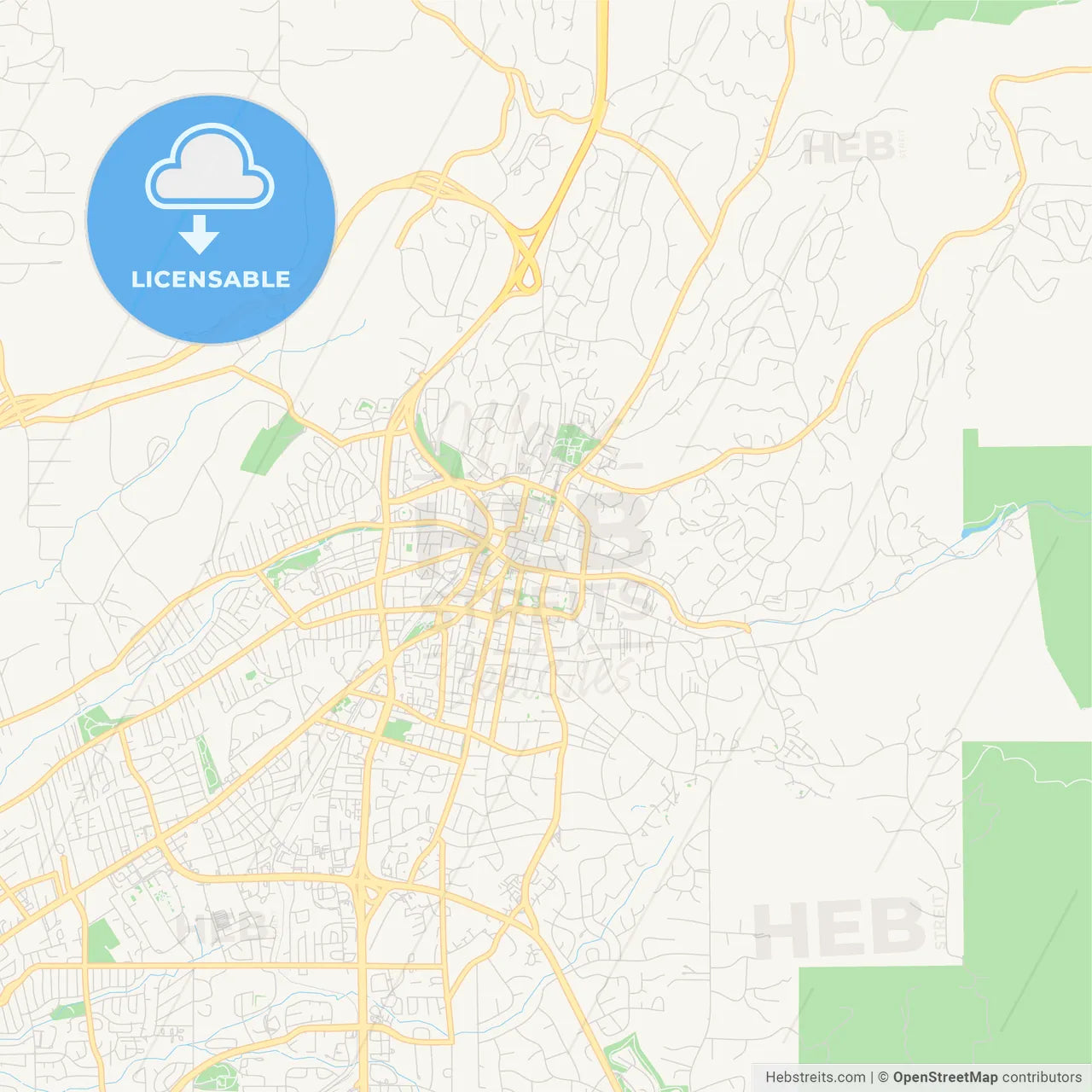 Empty vector map of Santa Fe, New Mexico, USA