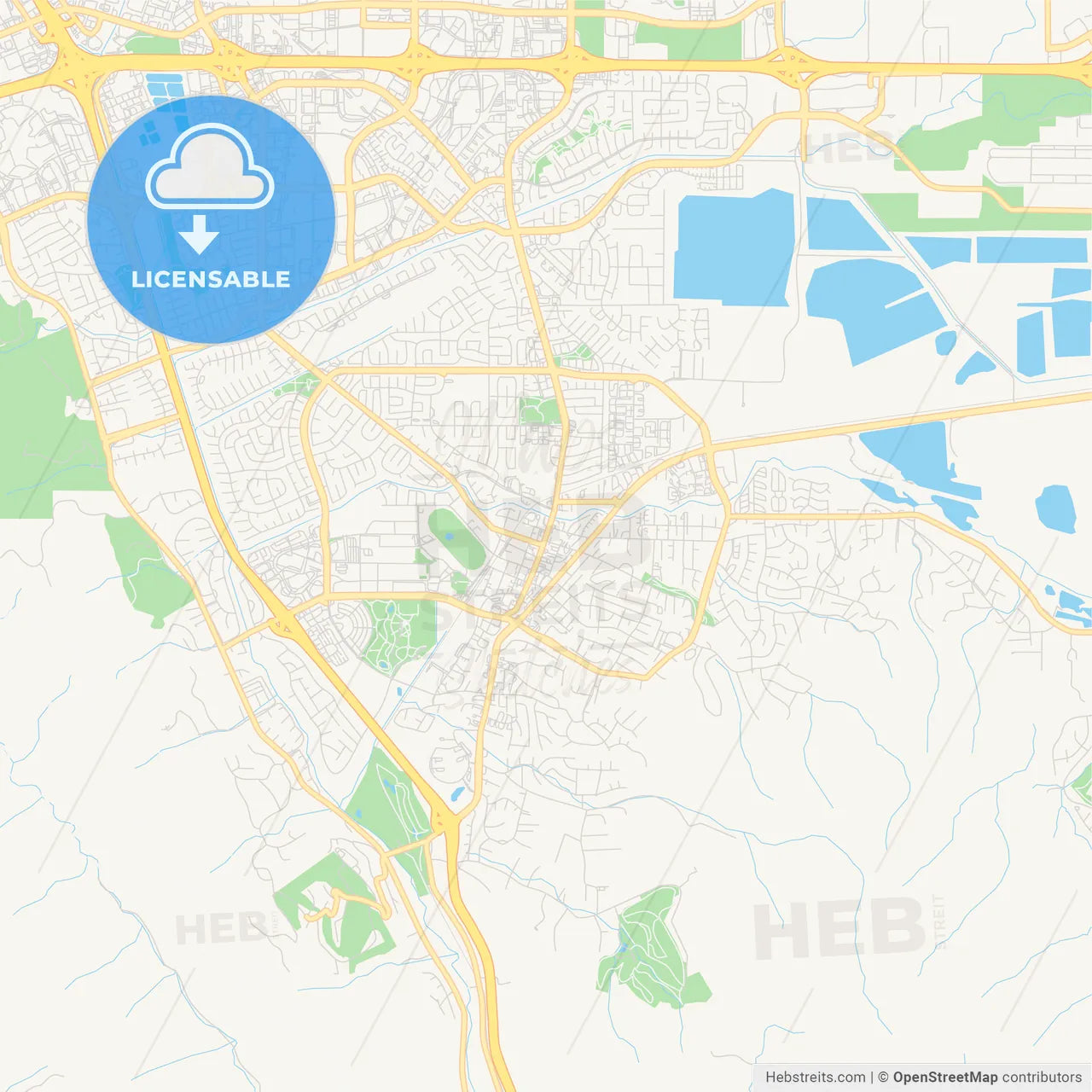 Empty vector map of Pleasanton, California, USA