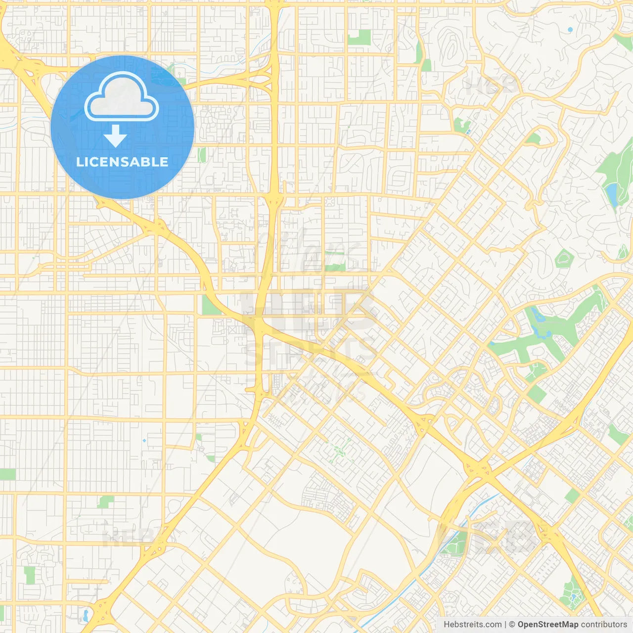 Empty vector map of Tustin, California, USA
