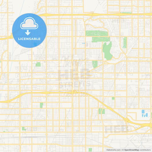 Empty vector map of Upland, California, USA