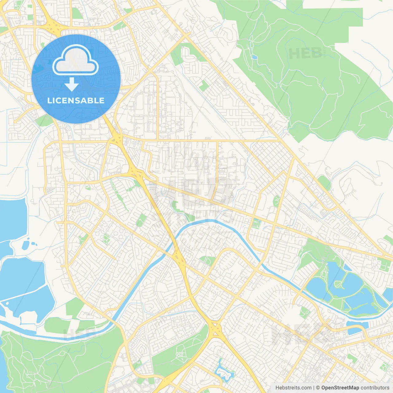 Empty vector map of Union City, California, USA