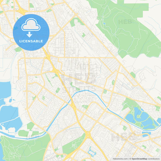 Empty vector map of Union City, California, USA