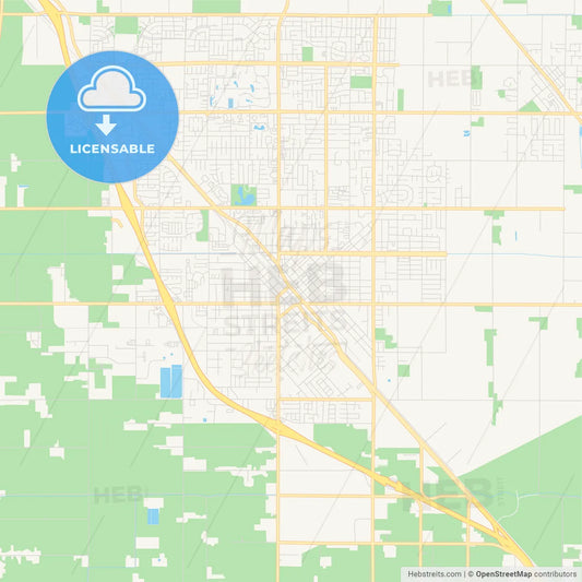 Empty vector map of Turlock, California, USA