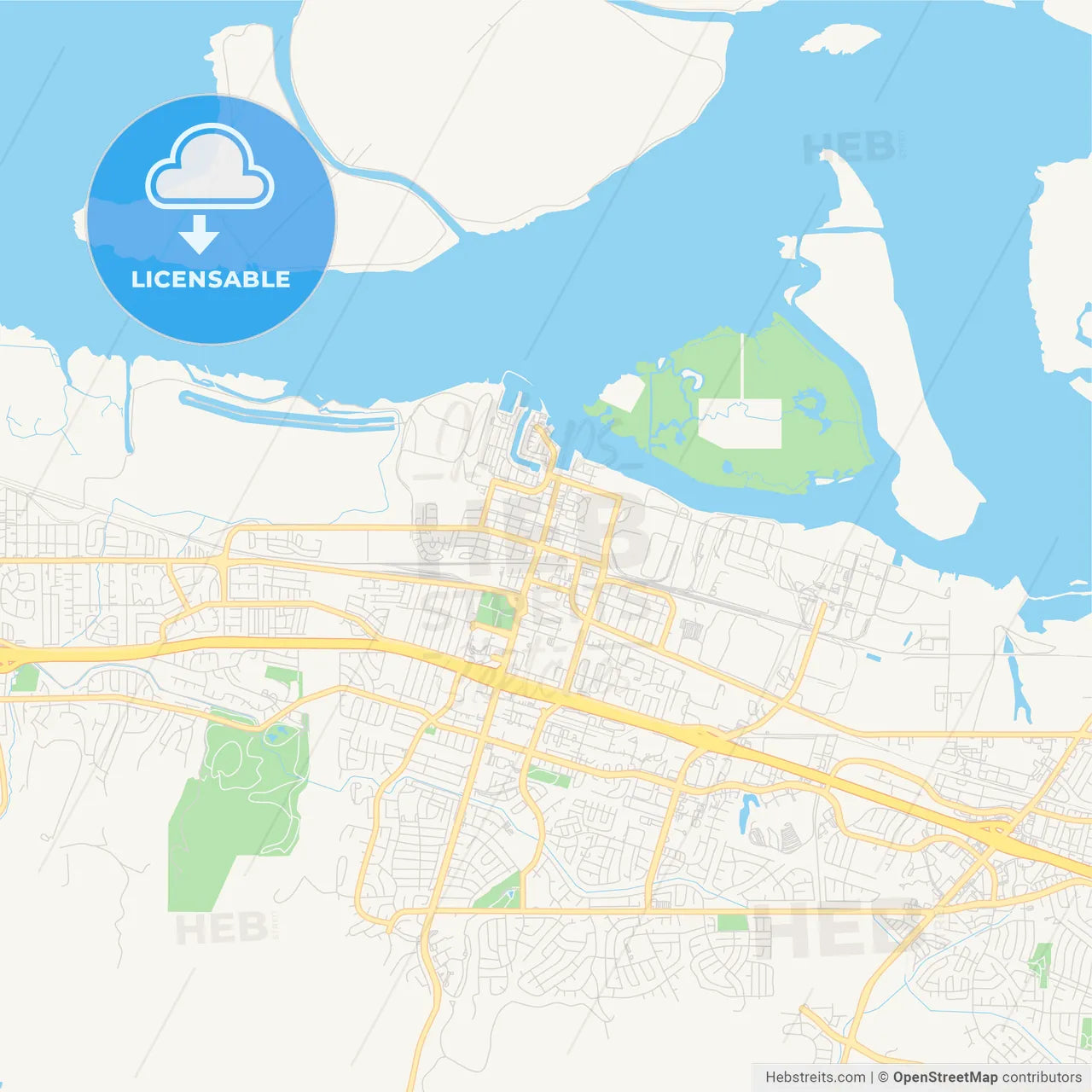 Empty vector map of Pittsburg, California, USA