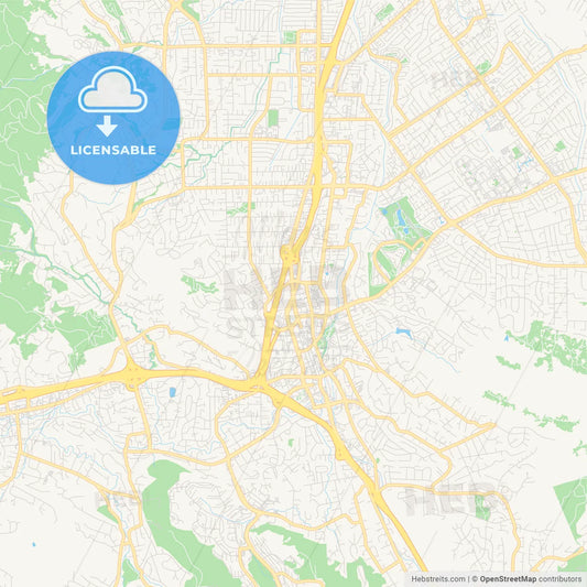 Empty vector map of Walnut Creek, California, USA
