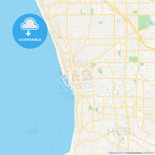 Empty vector map of Redondo Beach, California, USA