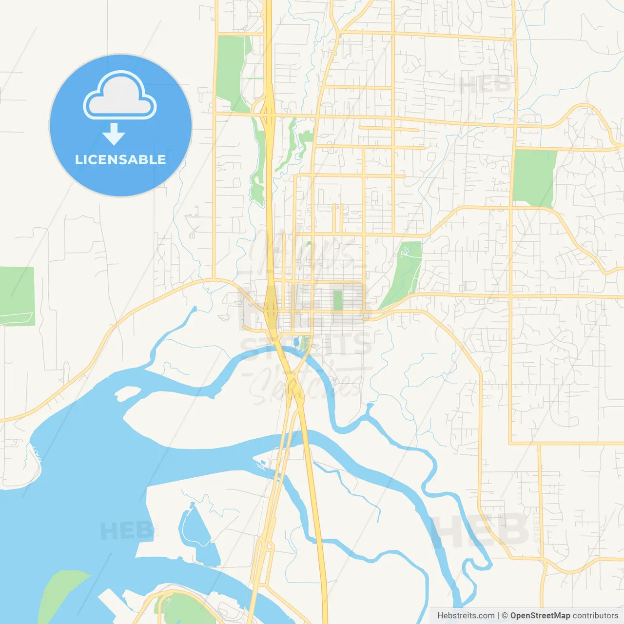 Empty vector map of Marysville, Washington, USA