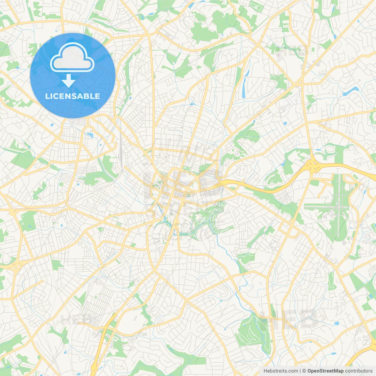 Empty vector map of Greenville, South Carolina, USA