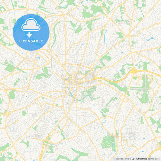 Empty vector map of Greenville, South Carolina, USA