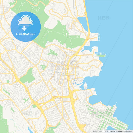 Empty vector map of South San Francisco, California, USA