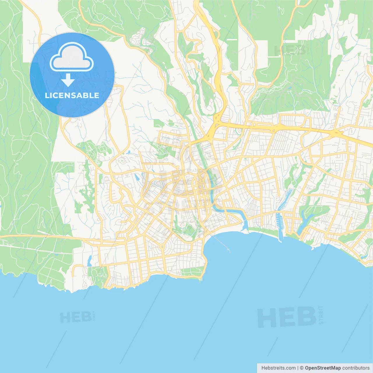 Empty vector map of Santa Cruz, California, USA
