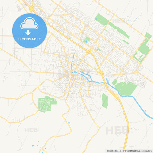 Empty vector map of Petaluma, California, USA
