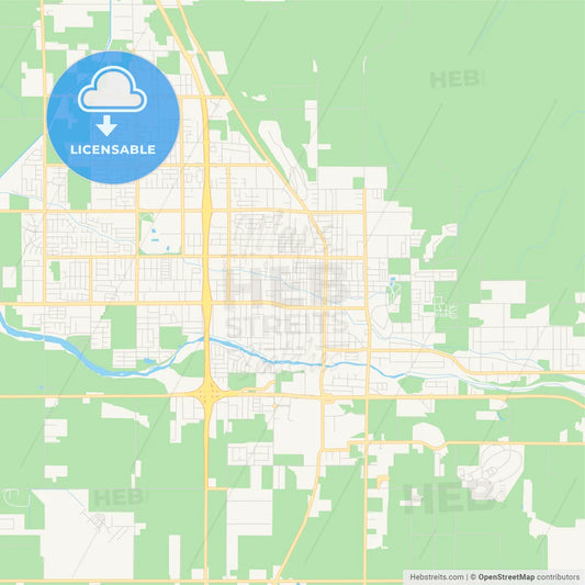 Empty vector map of Porterville, California, USA