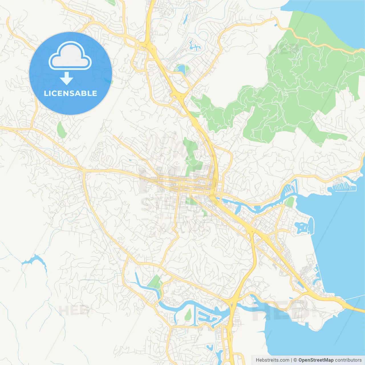 Empty vector map of San Rafael, California, USA