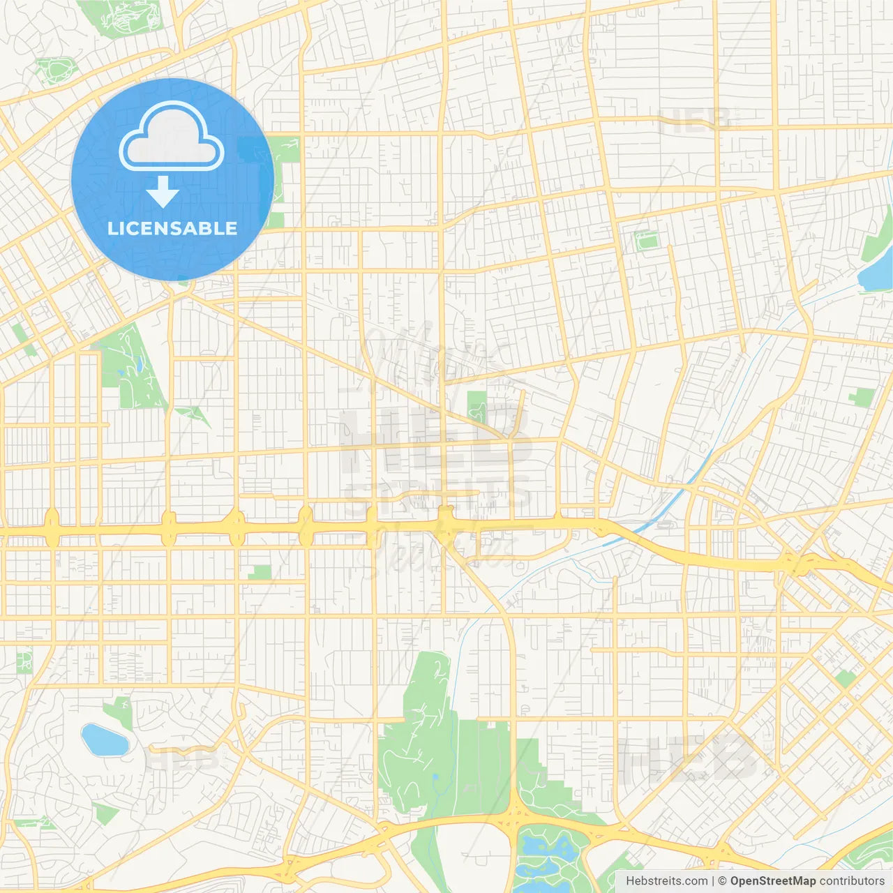 Empty vector map of Rosemead, California, USA