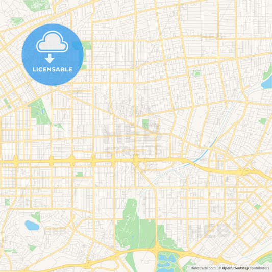 Empty vector map of Rosemead, California, USA