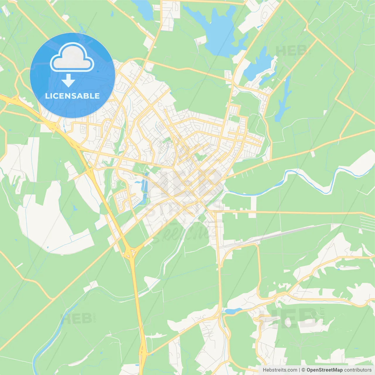 Empty vector map of Watsonville, California, United States of America
