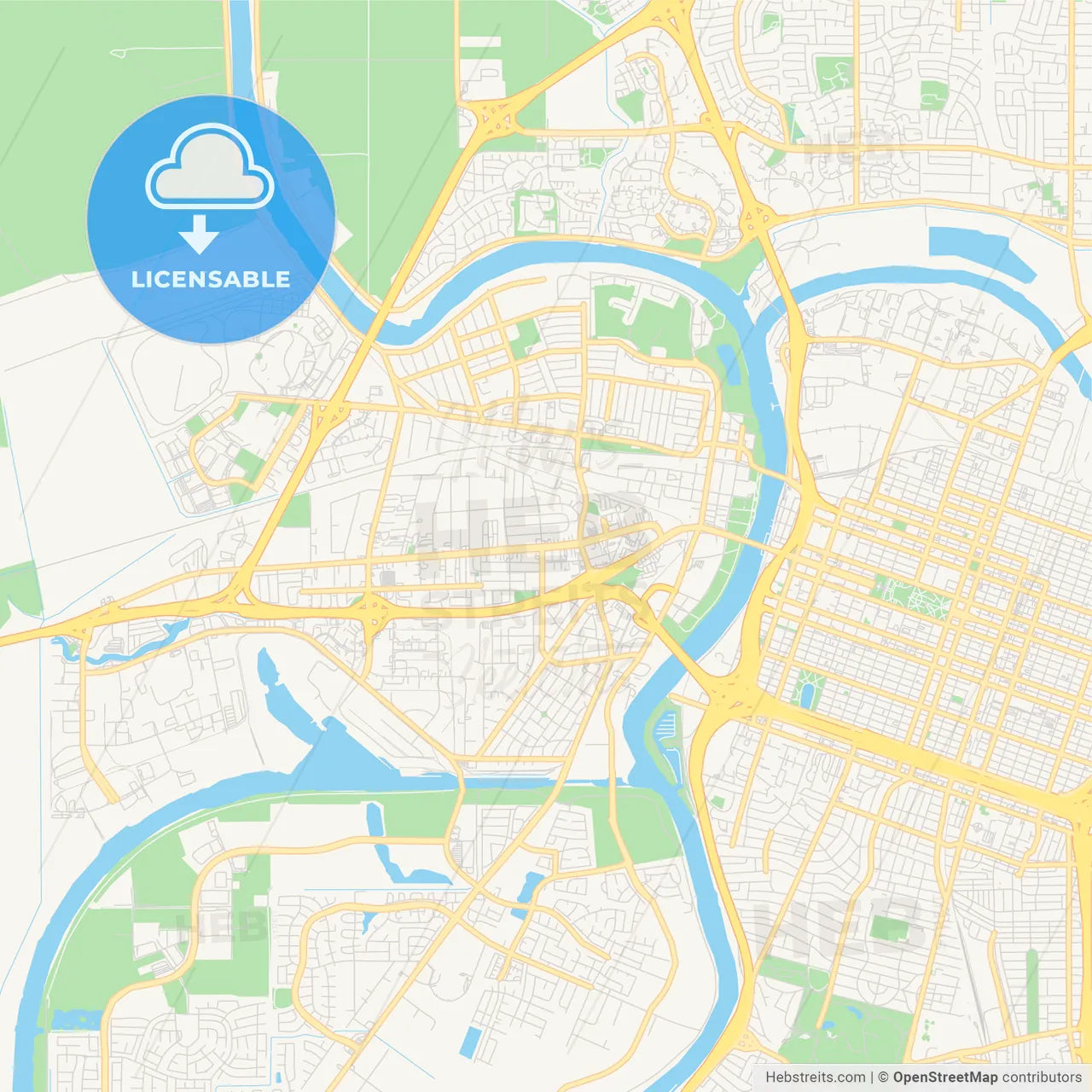 Empty vector map of West Sacramento, California, United States of America