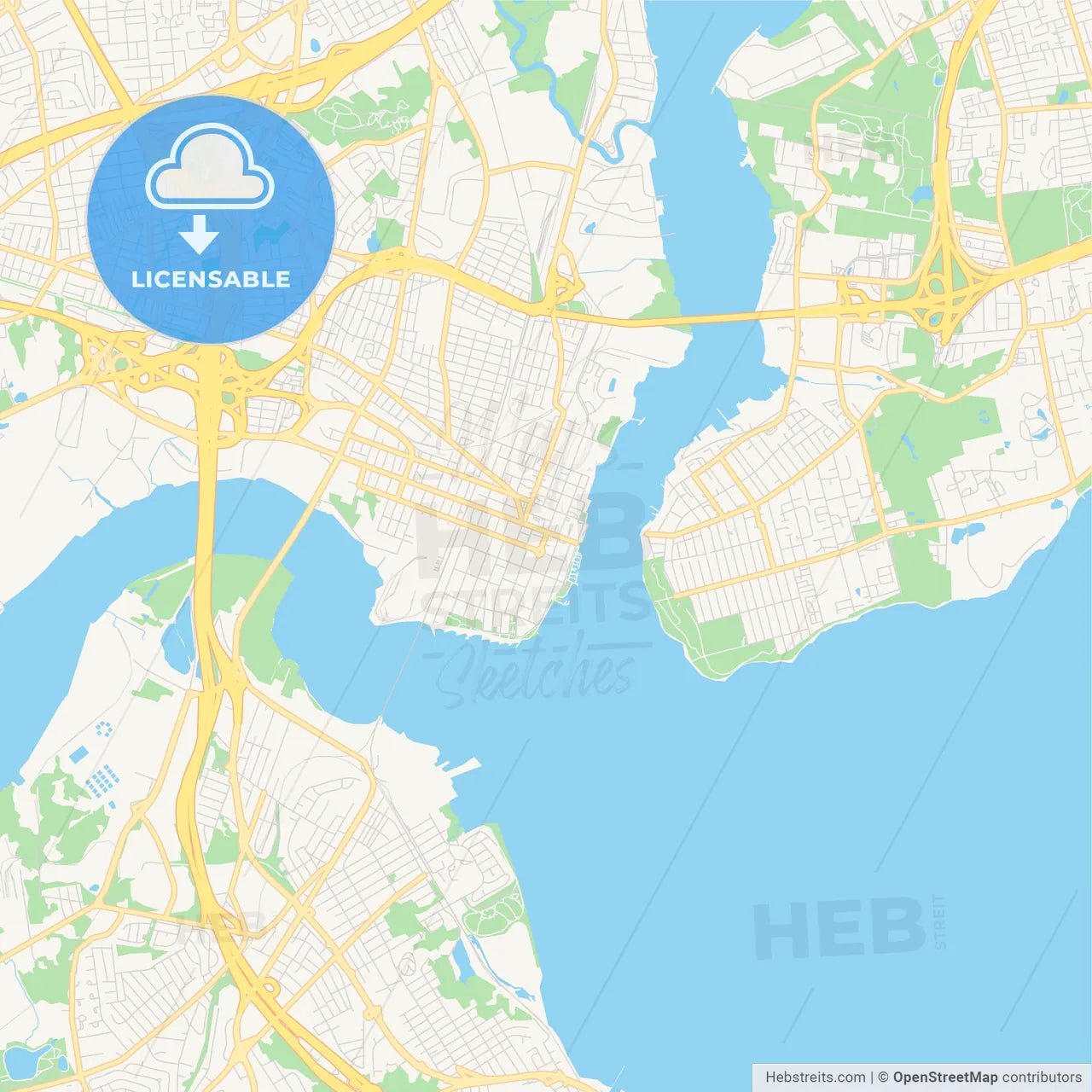 Empty vector map of Perth Amboy, New Jersey, United States of America