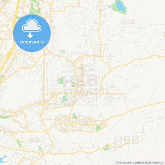 Empty vector map of Poway, California, United States of America