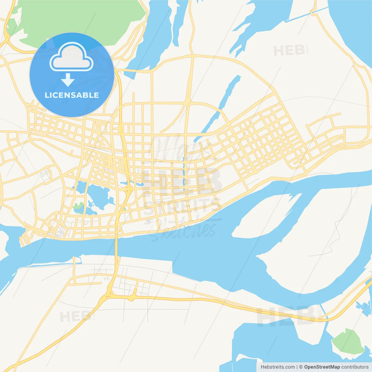 Printable street map of Anqing, China