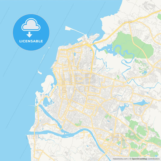 Printable street map of Makassar, Indonesia