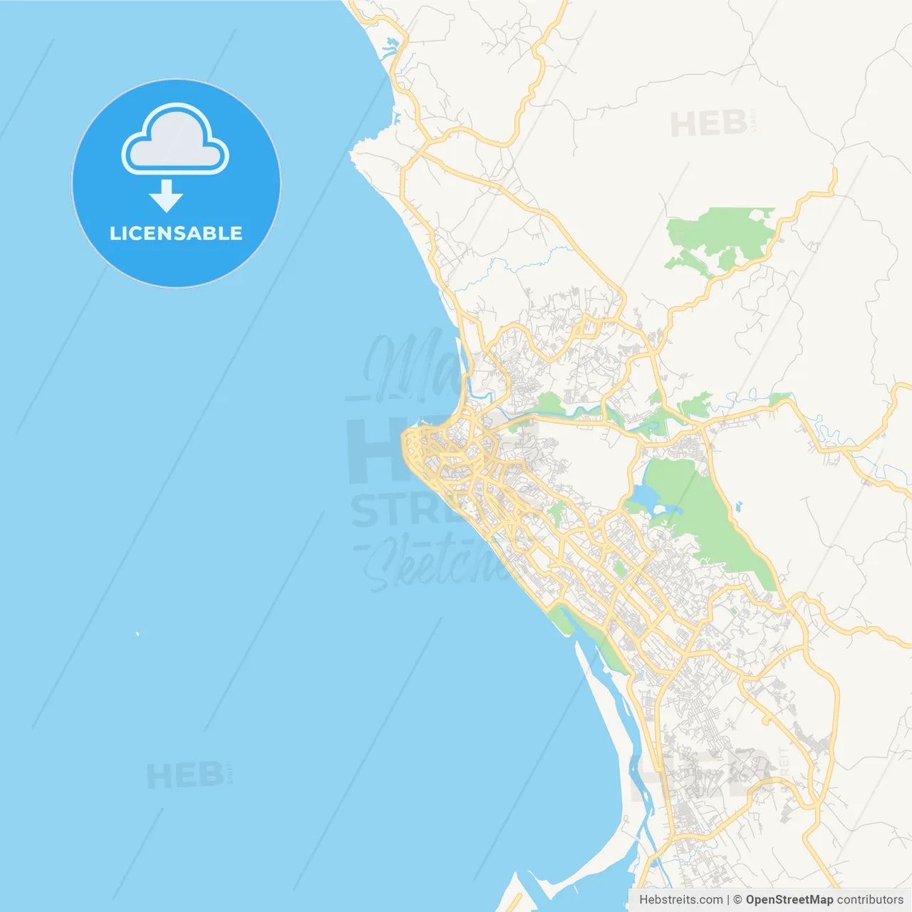 Printable street map of Bengkulu, Indonesia