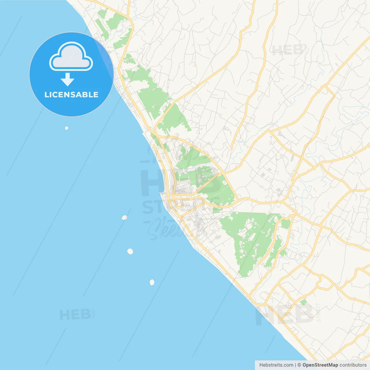 Printable street map of Pariaman, Indonesia