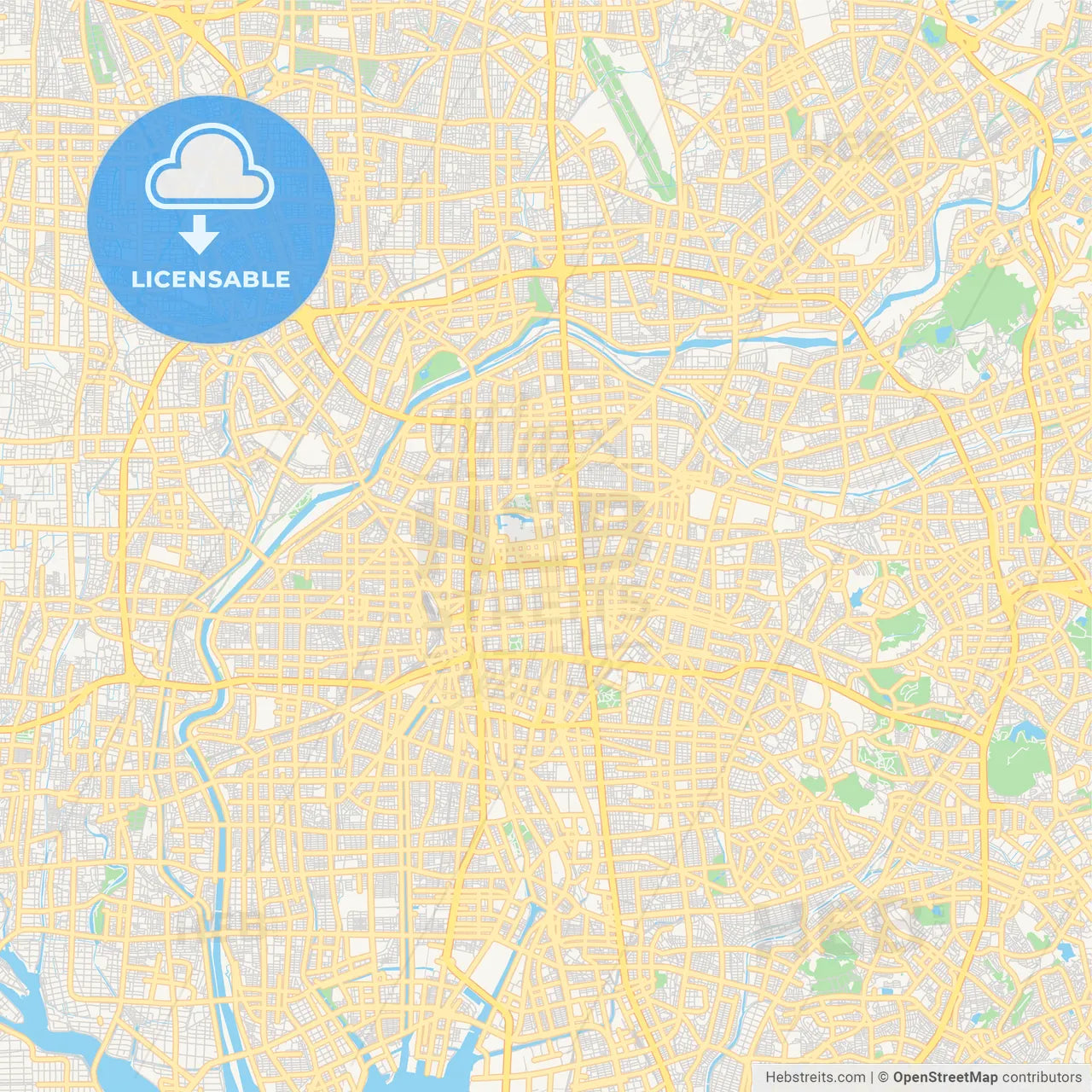 Printable street map of Nagoya, Japan