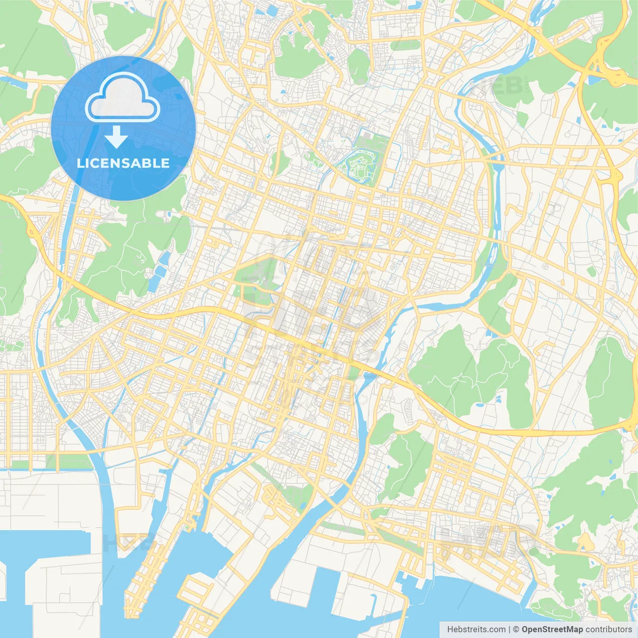 Printable street map of Himeji, Japan