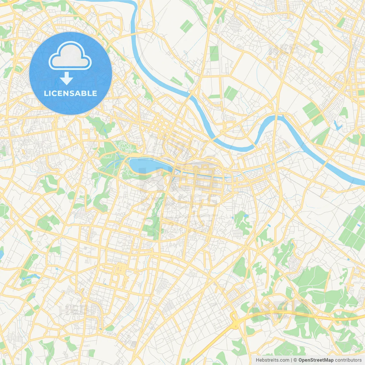 Printable street map of Mito, Japan