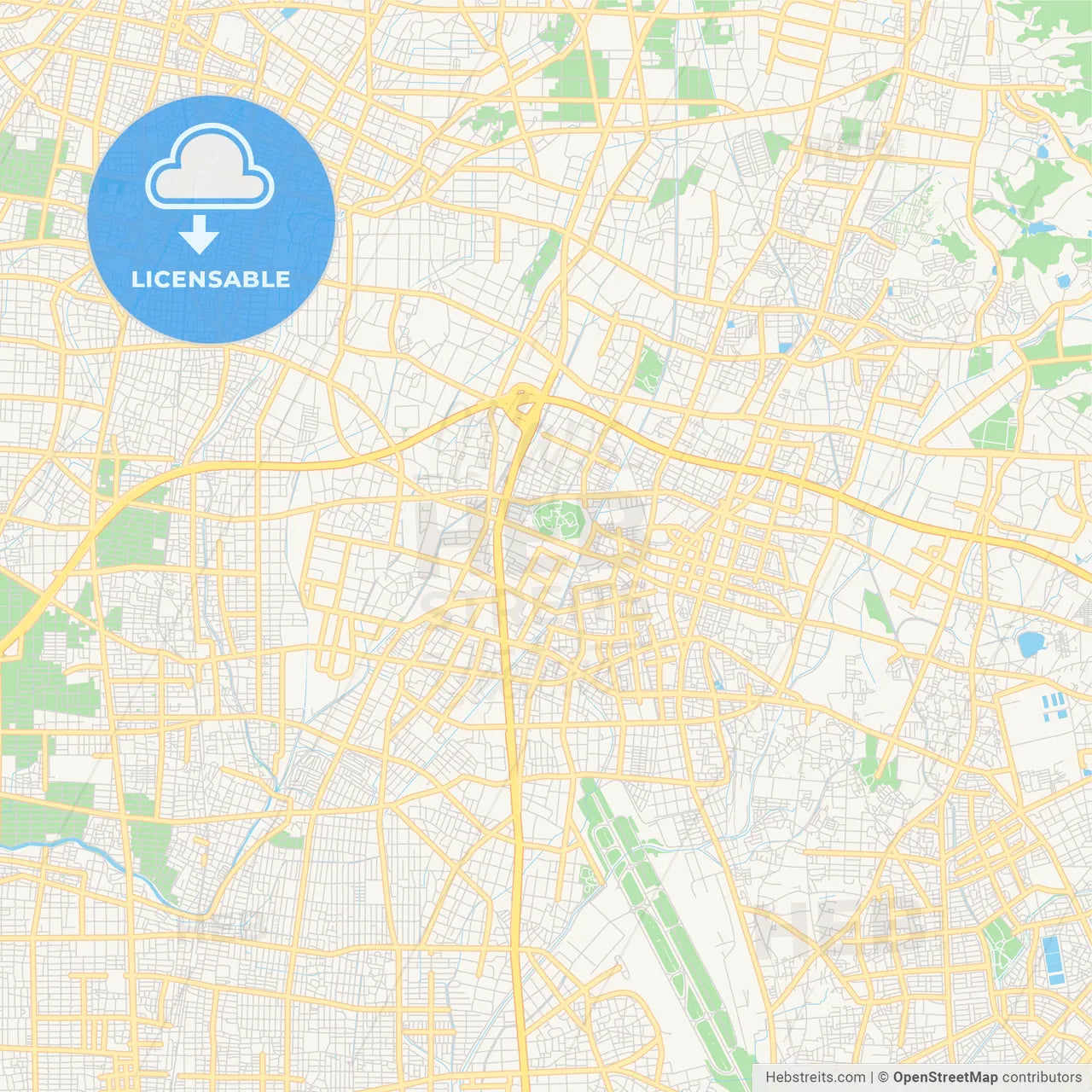 Printable street map of Komaki, Japan