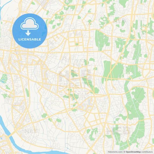 Printable street map of Koga, Japan