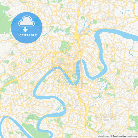 Printable street map of Brisbane, Australia