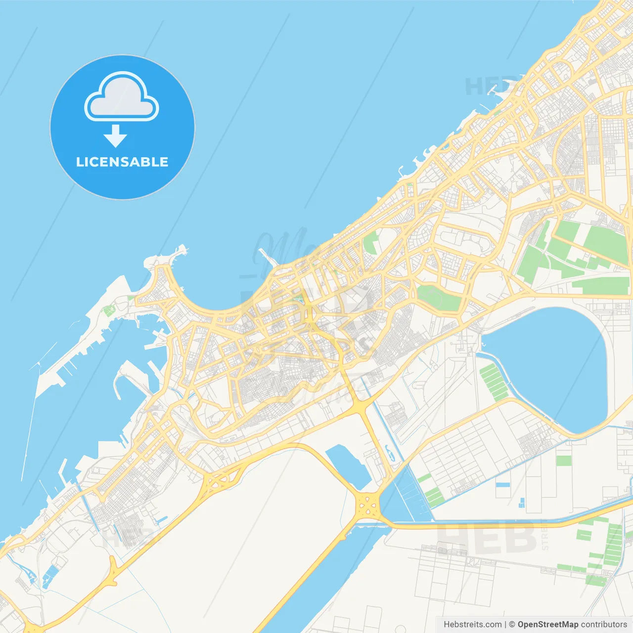 Printable street map of Alexandria, Egypt