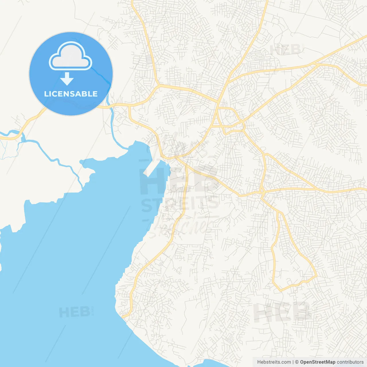 Printable street map of Ebute Ikorodu, Nigeria
