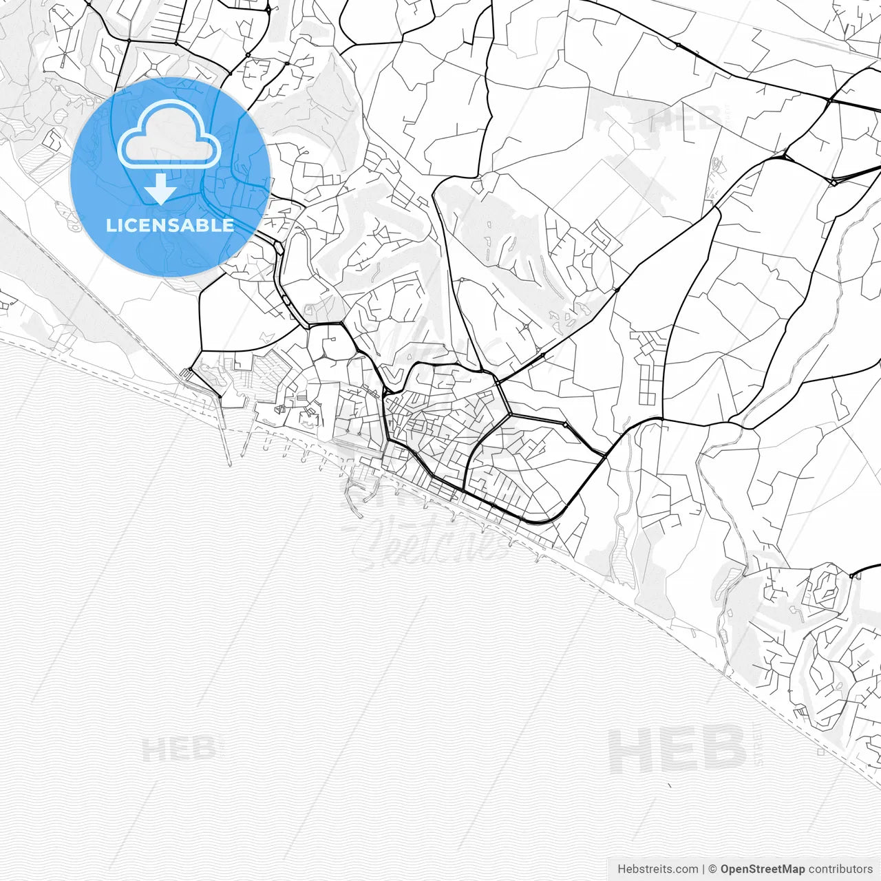 Vector PDF map of Quarteira, Portugal