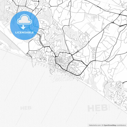 Vector PDF map of Quarteira, Portugal