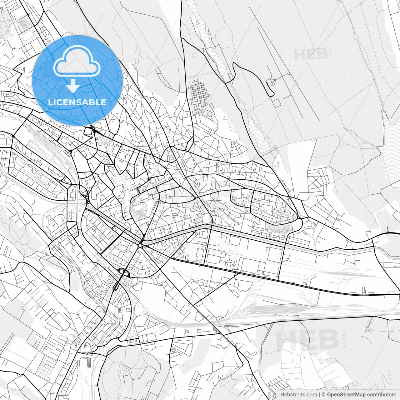 Vector PDF map of Iași, Romania