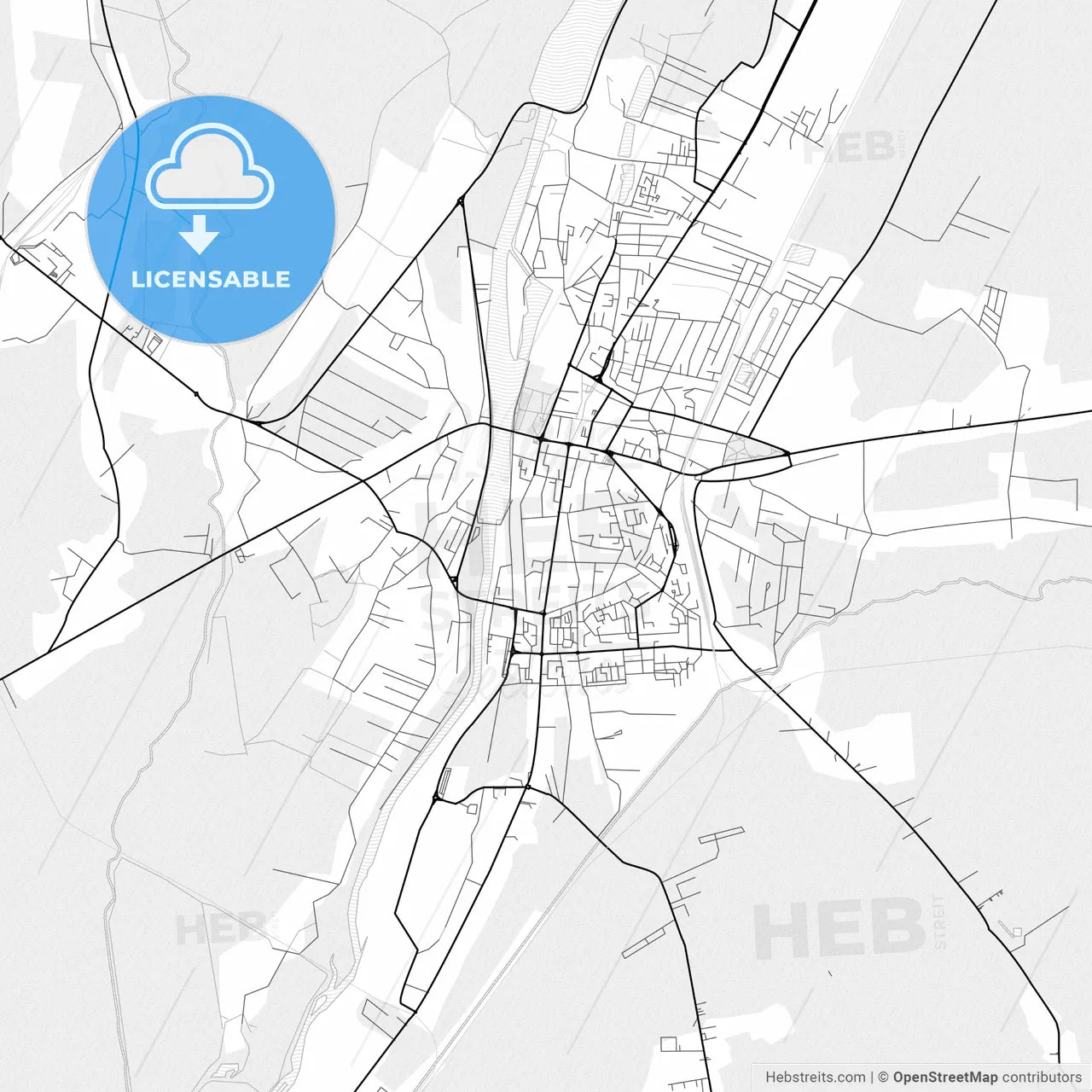 Vector PDF map of Târgu Jiu, Romania