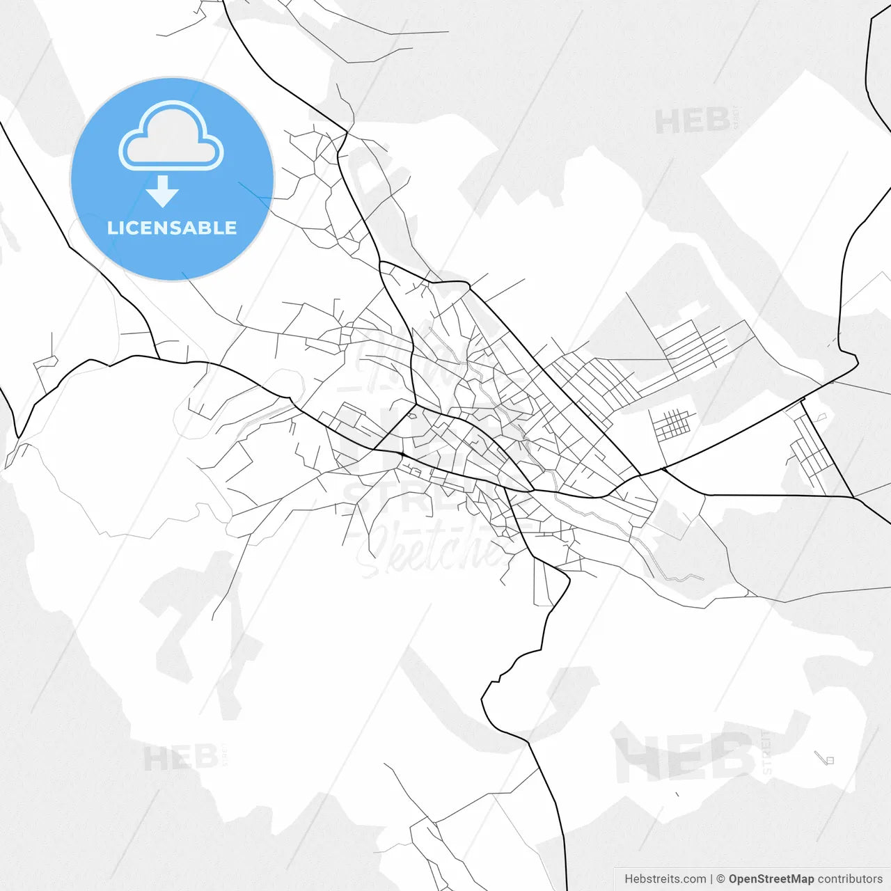 Vector PDF map of Huși, Romania