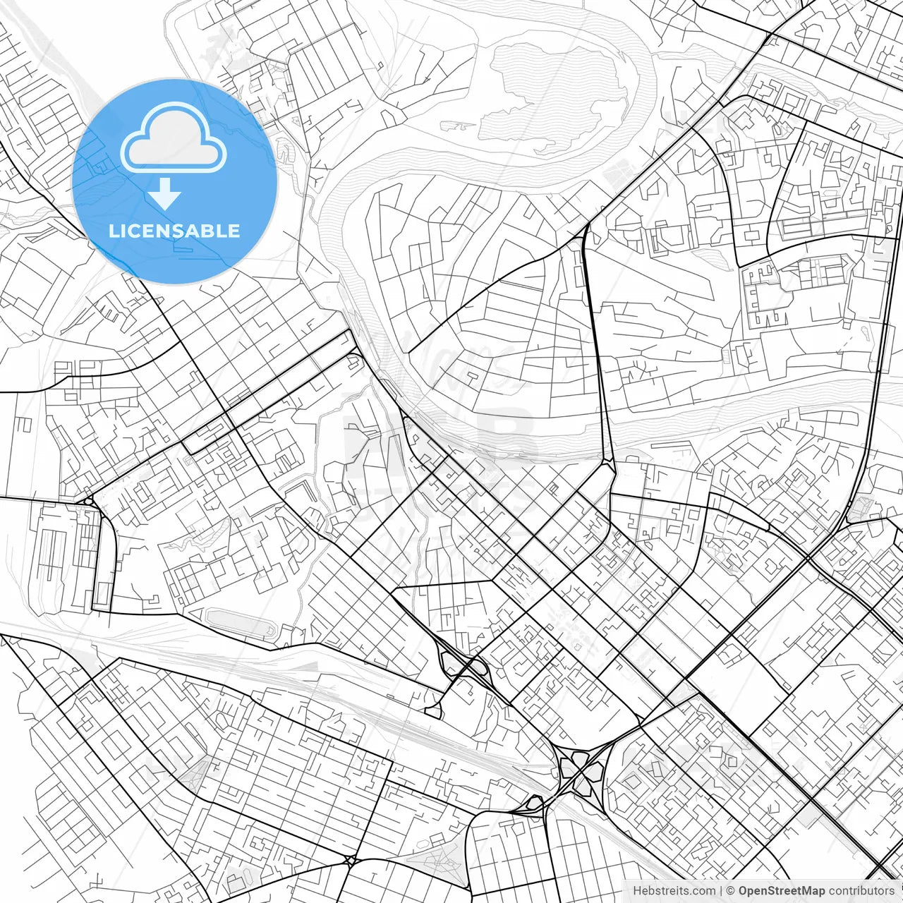 Vector PDF map of Tyumen, Russia