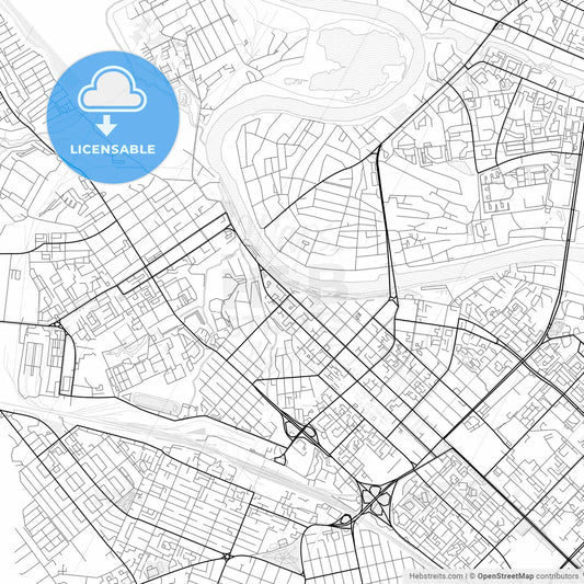 Vector PDF map of Tyumen, Russia